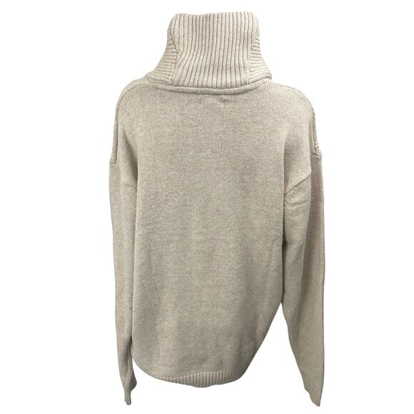 Portabella Women's Cream Tan Cable Knit Turtleneck Long Sleeve Sweater Top Sz XL - Picture 2 of 4